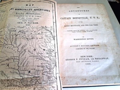 1849 Adventures of Captain Bonneville -Rocky Mountains - Old West - RARE w/MAP Foto 1 de 4
