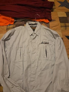 Harley Davidson Motorcycles Herren Large hellgrau Druckknopfleiste Baumwolle Arbeitshemd - Bild 1 von 6