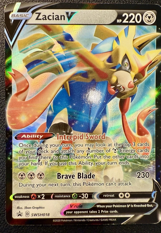 Pokémon TCG Zacian v SWSH076 Sword & Shield Promo Card Holo Mint/Nm Condition - Image 1 of 1
