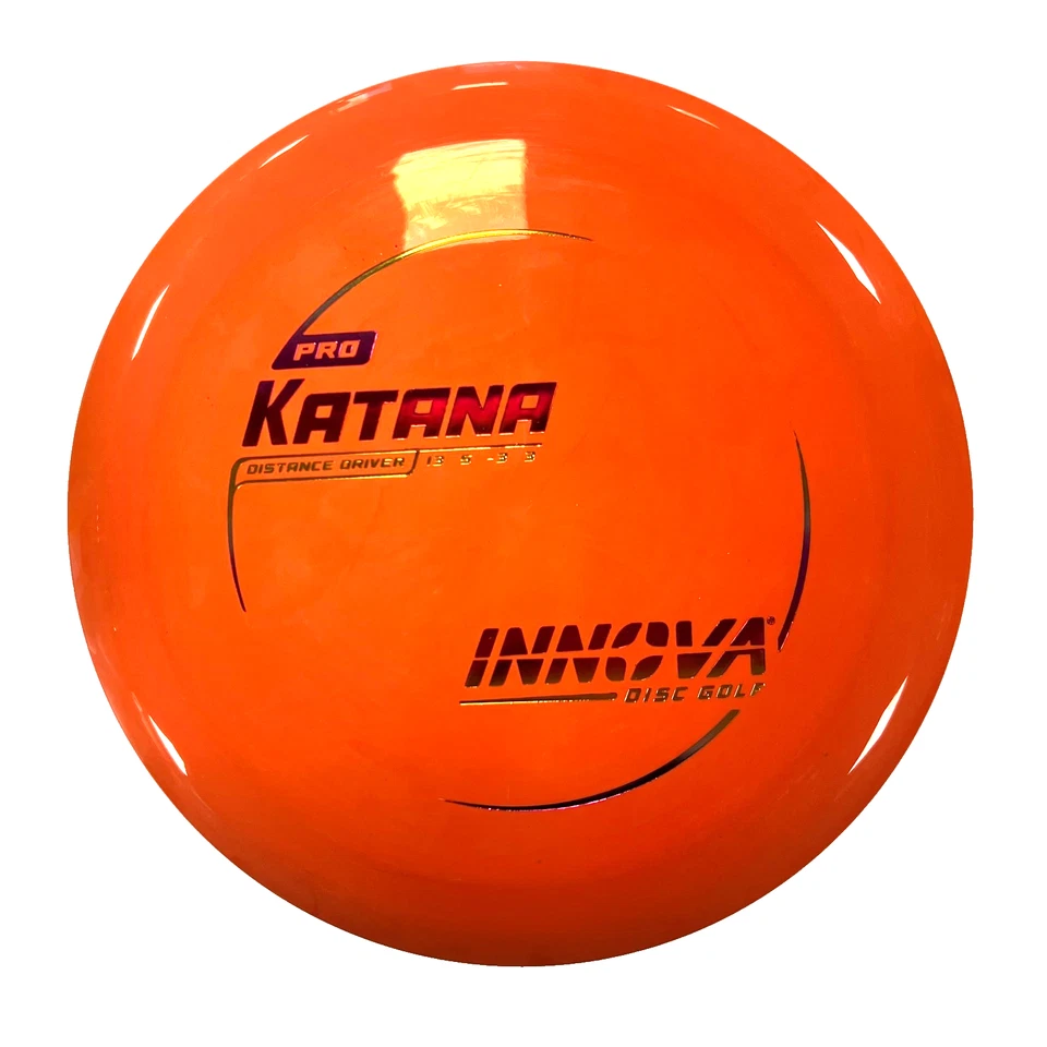 DISC GOLF INNOVA PRO KATANA DISTANCE DRIVER 173-5g ORANGE W/ RAINBOW FOIL - Image 1 of 1