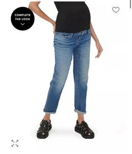 HATCH The Under The Bump Relaxed Fit Boyfriend Maternity Jeans In Indigo Wash 25 - Picture 1 of 9