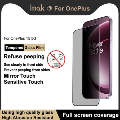 For OnePlus 15 5G, imak Privacy Tempered Glass Film Full Screen Protector - Image 1 of 4