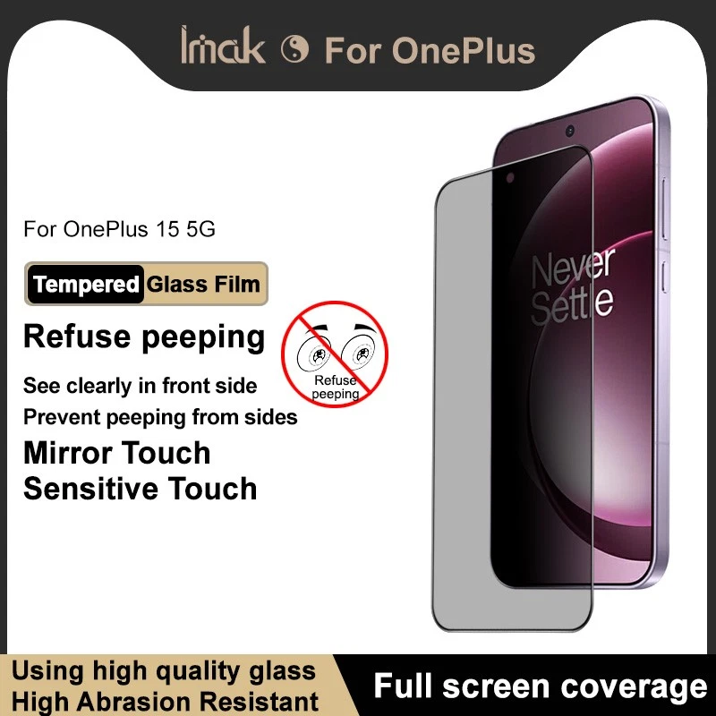 For OnePlus 15 5G, imak Privacy Tempered Glass Film Full Screen Protector - Image 1 of 4
