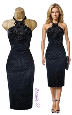 NEW Karen Millen Vintage UK14 US10 Jacquard Satin Brocade Midi Pencil Dress  - Image 1 of 4