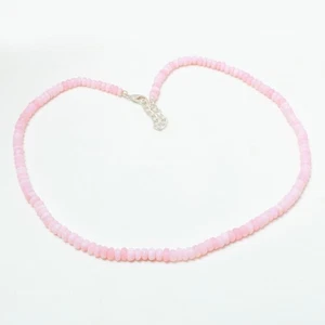 925 Silver Pink Opal Stone Engagement Mother Beaded Halloween Necklace Jewelry - Picture 1 of 6