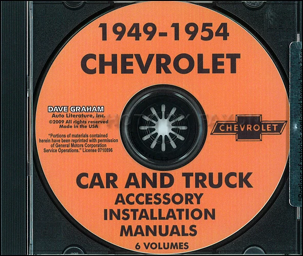 Chevrolet Accesorio Instalación Manual CD 1949 1950 1951 1952 1953 1954 Chevy - Imagen 1 de 1