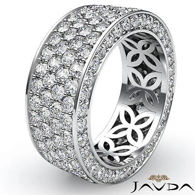 Alianza de boda redonda de diamantes pavé de 4 filas de oro blanco de 18 k de 3,5 quilates Foto 1 de 4