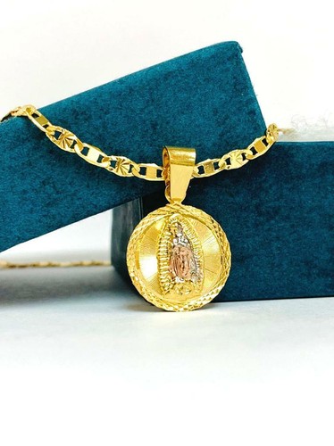 Collana Virgen de Guadalupe G Filled Valentino Chain Dije de Guadalupe 18x15