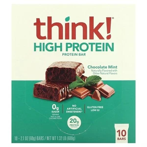 THINK High Protein Bars Chocolate Mint - 10 Bars 2.1 oz (60 g) Each - Picture 1 of 5