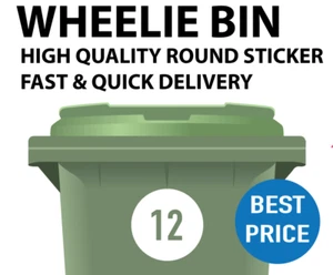 WHEELIE BIN NUMMERN KUNDENSPEZIFISCHE HAUS- UND STRASSENNUMMER AUFKLEBER - Bild 1 von 2