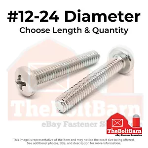 #12-24 Tornillos de máquina de cabeza plana Phillips de acero inoxidable (elige longitud y cantidad) - Imagen 1 de 8