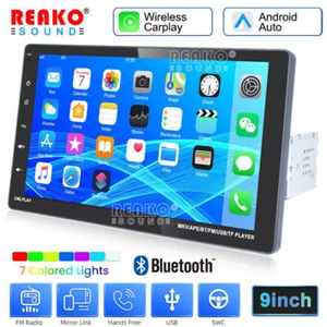 Single 1 Din 9" Car Radio Apple/Andriod CarPlay MP5 Player USB Stereo Bluetooth - Picture 1 of 16