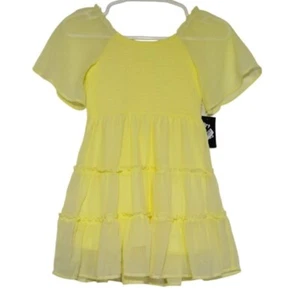 Yellow Art Class Girls Recycled Polyester Smocked Ruffle Dress S (6/7). NWT - Picture 1 of 7