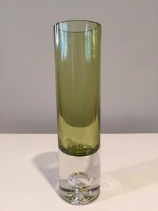 Iittala Finland Tapio Wirkkala 3586 Green & Crystal Glass Vase Signed - Picture 1 of 4