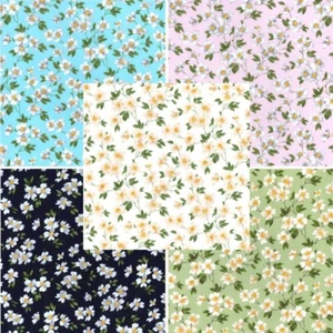100% Cotton Poplin Fabric Rose & Hubble Daisies Daisy Floral Malpas Drive - Picture 1 of 6
