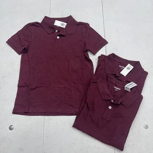 Old Navy 3 Pack Maroon School Uniform Short Sleeve Polos Youth Boys Small New - Picture 1 of 6