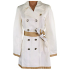 BLACK RIVET Trench Coat + Tie Belt  Double Breasted Ivory Camel Brown Size S