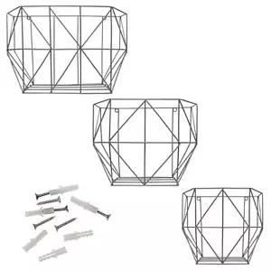 Wall Hanging Fruit Basket Set of 3 Wire Baskets for Storage, Wall Organizer, ... - Picture 1 of 7