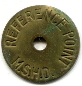 M State Highway Department Reference Point Brass Marker 32mm, See Scans - Picture 1 of 3