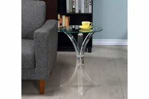 Moderne runde Glasplatte mit Acrylfuß Akzenttisch - Bild 1 von 1