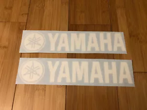 Yamaha Logo 9” Sticker (set Of 2) White Vinyl Motorbike ATV MX Dirtbike Decal - Picture 1 of 3
