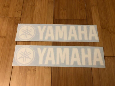 Yamaha Logo 9” Sticker (set Of 2) White Vinyl Motorbike ATV MX Dirtbike Decal - Image 1 of 3