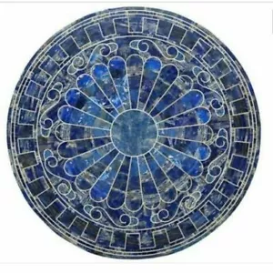 60" Marble coffee table pietra dura Lapis semi precious stones inlay work decor - Picture 1 of 1