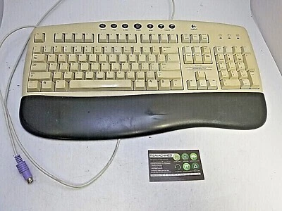 Logitech Y-ST39 Key Internet White PS/2 Keyboard With Black Palm Rest!  - Image 1 of 4