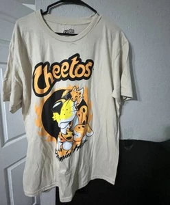 CHEETOS Flamin’ Hot Graphic T-Shirt Tan Men’s Large casual Style Tee - Picture 1 of 6