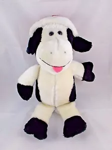 Feria de Animales Navidad Vaca Toro Peluche Negro Blanco Sombrero de Papá Noel 15 en Peluche - Imagen 1 de 5