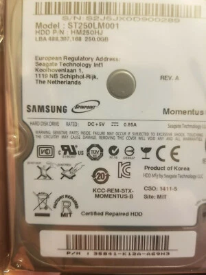 Samsung ST250LM001 250GB 2.5" HD HM250HJ Rev. A 1411-5 MIT C35841-K12A-A69H3 - Image 1 of 2