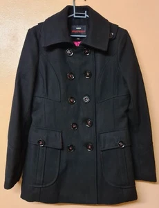 Miss Sixty M60 Coat Jacket Black Wool Blend Pink Trim 19' P2P Size Medium - Picture 1 of 5