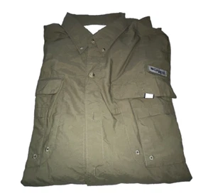 Columbia Shirt Mens Large Long Sleeve Olive Brown PFG UPF 80+ Vented - Picture 1 of 9