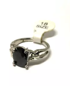 Semi Precious Black Sapphire Size 8 US or 18 Euro Ring NEW - Picture 1 of 3