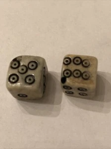 One (1) Pair (Two Each) Authentic Bone Dice Beads Diagonal Drilled - Picture 1 of 9