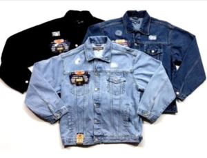 CHAQUETA VAQUERA CASUAL HEAVY DUTY PARA HOMBRE STONEWASH NEGRO TALLA BLANQUEADA 2xl - 6xl - Imagen 1 de 4