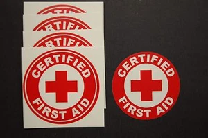 Certified First Aid Circle Stickers (5 Pack!!) 2" Decal CPR AED Hard Hat (492X5) - Picture 1 of 1