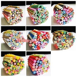 50pcs Mixed Styles Polymer Clay Cane Nail Stickers DIY Nail Art Decal - Picture 1 of 12