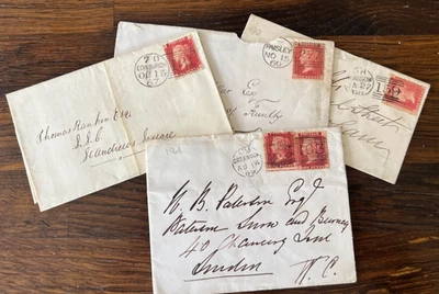 QV GB SG 43 1d Penny Red Plates  x 4 Scottish Duplex Greenock 163 Paisley 277 - Image 1 of 2