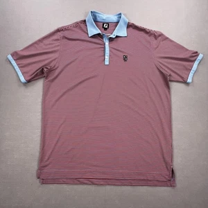FootJoy Poloshirt Herren 2XL Rot Streifen Golf Performance Stretch Kurzarm - Bild 1 von 10
