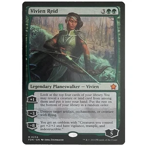 x1 Vivien Reid FDN MTG M/NM Mythic Green Legendary Planeswalker Vivien TCG CCG - Picture 1 of 3