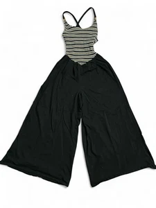 Y2K Senza corpetto a righe gamba larga tuta donna smanicata incrociata schiena - Foto 1 di 8