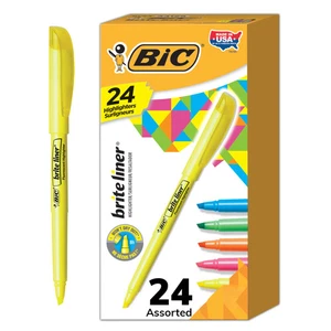 BIC Brite Forro Resaltadores Estilo Bolsillo, Punta Cincel, Surtido, Caja De 24 - Imagen 1 de 8