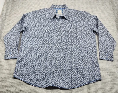 Camisa Panhandle Rough Stock Para Hombres 3XL Western Pearl Snap Azul Floral Vaquero Foto 1 de 4