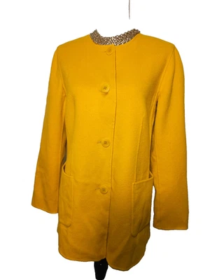Chaqueta Talbots Mujer Fieltro Amarillo Bolsillo Bolsillo Botón Manga Larga Talla 12 Pequeña NUEVA SIN ETIQUETAS Foto 1 de 4
