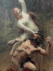 Esquisse XIXe tableau mythologie huile toile ? Fantin Latour ? nymphe & faune ?