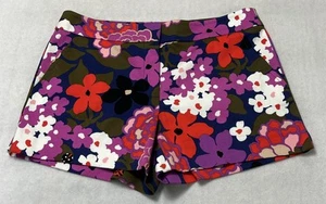 Trina Turk Womens Corbin Zipper Shorts Floral Multicolor Size 8 Waist 32 - Picture 1 of 3