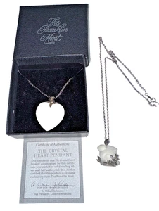 2 Sterling Silver & Opaque Crystal PENDANTS, Franklin Mint, 18" - Picture 1 of 3