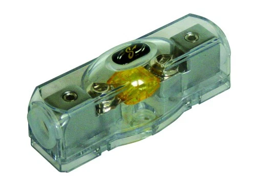 Stinger SHD801 Satin Chrome Midi Fuseholder 4 Gauge Or 8 Gauge Input & Output - Image 1 of 1