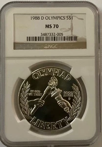1988 D OLYMPICS $1 NGC MS70 - Picture 1 of 2
